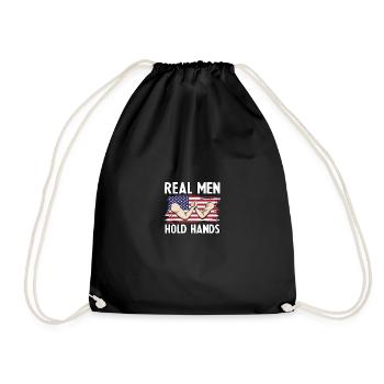 Real Men Hold Hands Armwrestling Arm Wrestling - Drawstring Bag - black - Front