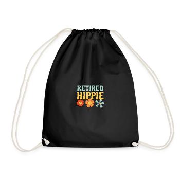 Retired Hippie Seventies Hippie Hippy - Drawstring Bag - black - Front