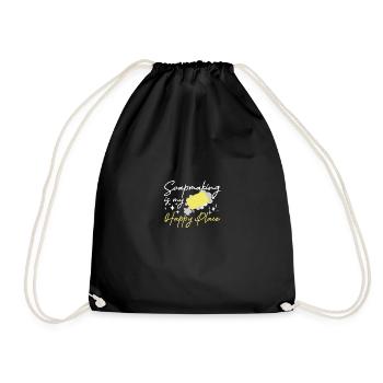 Soapmaking Is My Happy Place Seifenherstellung - Drawstring Bag - black - Front