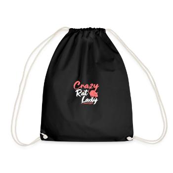Crazy Rat Lady pour les amoureux des rats Propriétaires de rats - Sac de sport léger - noir - Devant