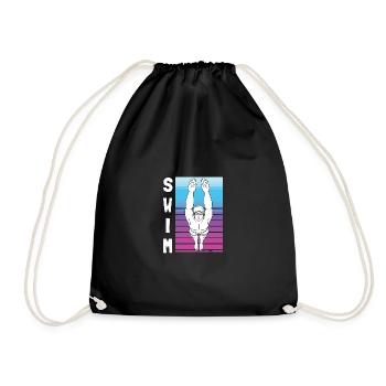 SWIM Schwimmen Retro Vintage Für Männer Frauen - Turnbeutel - Schwarz - Vorne