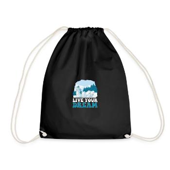 Live Your Dream Sled Dogs - Drawstring Bag - black - Front