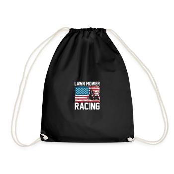 Lawn Mower Racing USA Rasenmäher Rasenmäherrennen - Drawstring Bag - black - Front