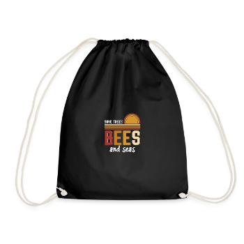 Save Trees Bees And Seas Environmental Protection - Drawstring Bag - black - Front