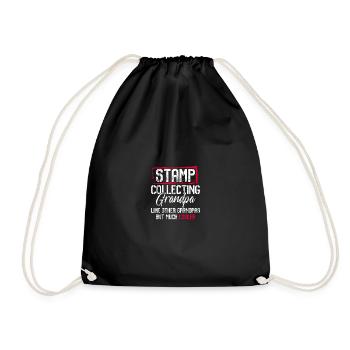 Granda Philatelist Stamps Stamps Grandpa - Drawstring Bag - black - Front