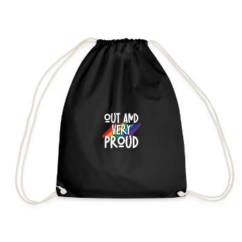 Out And Very Proud Gay Pride Ally LGBT Awareness - Drawstring Bag - black - Front