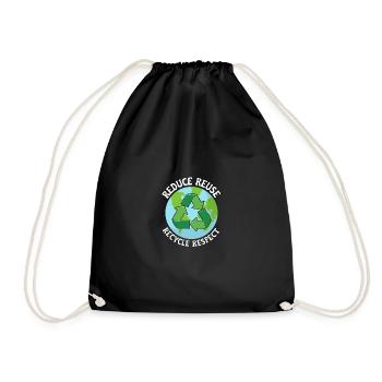 Reduce Reuse Recycle Environmental Protection - Drawstring Bag - black - Front