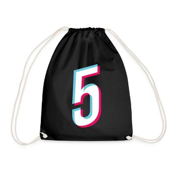 5 - NUMBER 5 - Number 5 jersey number - Drawstring Bag - black - Front