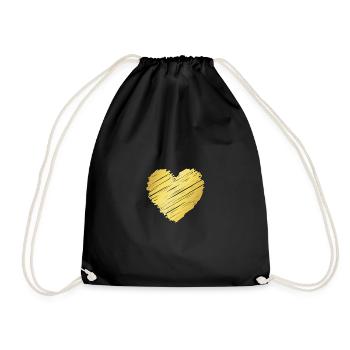 Cœur Brosse d’Or – Motif Cœur Élégant - Sac de sport léger - noir - Devant