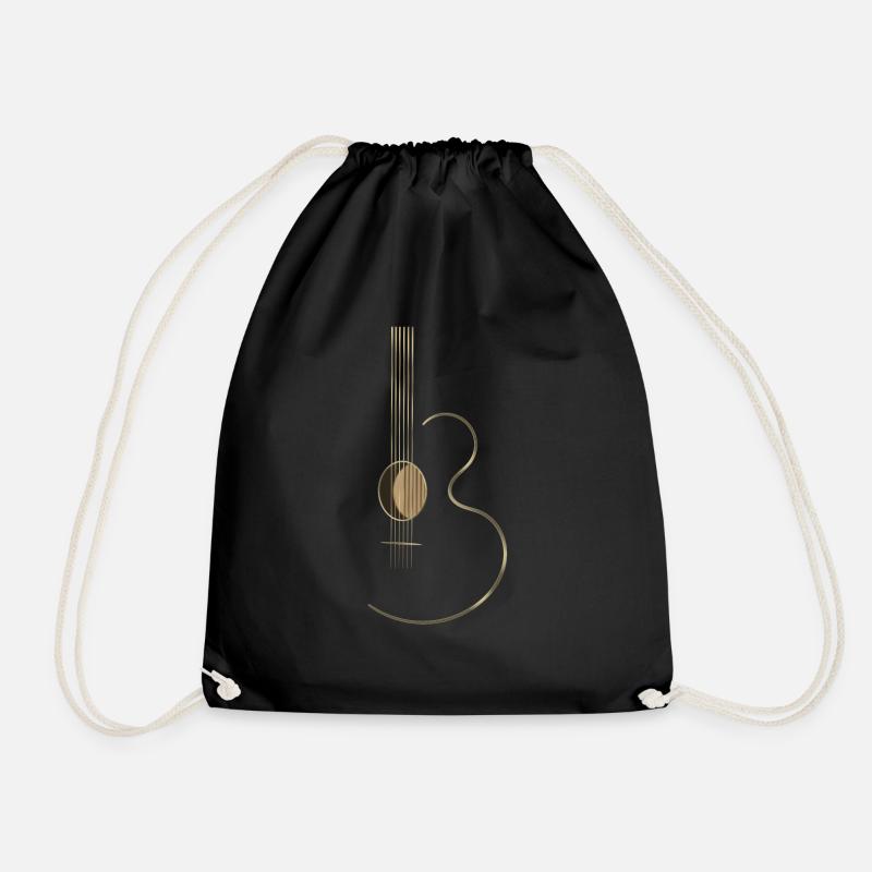 Acoustic Guitar Logo - Drawstring Bag - black