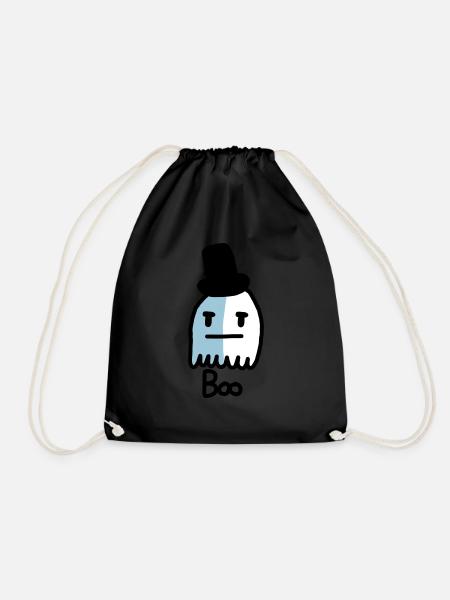 cute ghost - Drawstring Bag - black