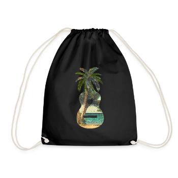 Gitarrengeschenk Gitarrist Musiker Palm trees - Turnbeutel - Schwarz - Vorne