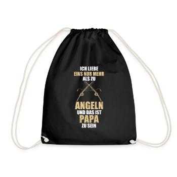 Fisch Fischer Angler angeln Geschenk - Turnbeutel - Schwarz - Vorne