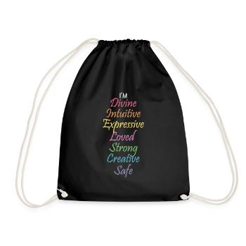 Im Divine Intuitive Expressive Loved Strong - Drawstring Bag - black - Front