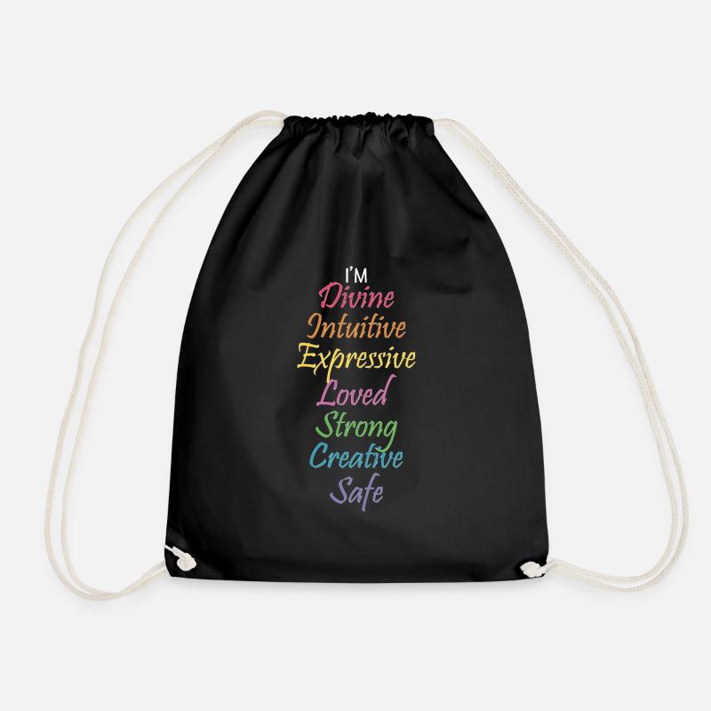 Im Divine Intuitive Expressive Loved Strong - Drawstring Bag - black