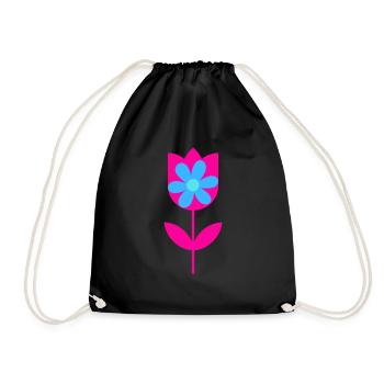 Motif Tulipe rose et fleur bleue pop et fun - Sac de sport léger - noir - Devant