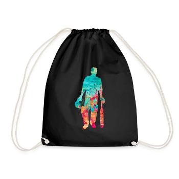 Cricket-Spieler in Popart - Turnbeutel - Schwarz - Vorne