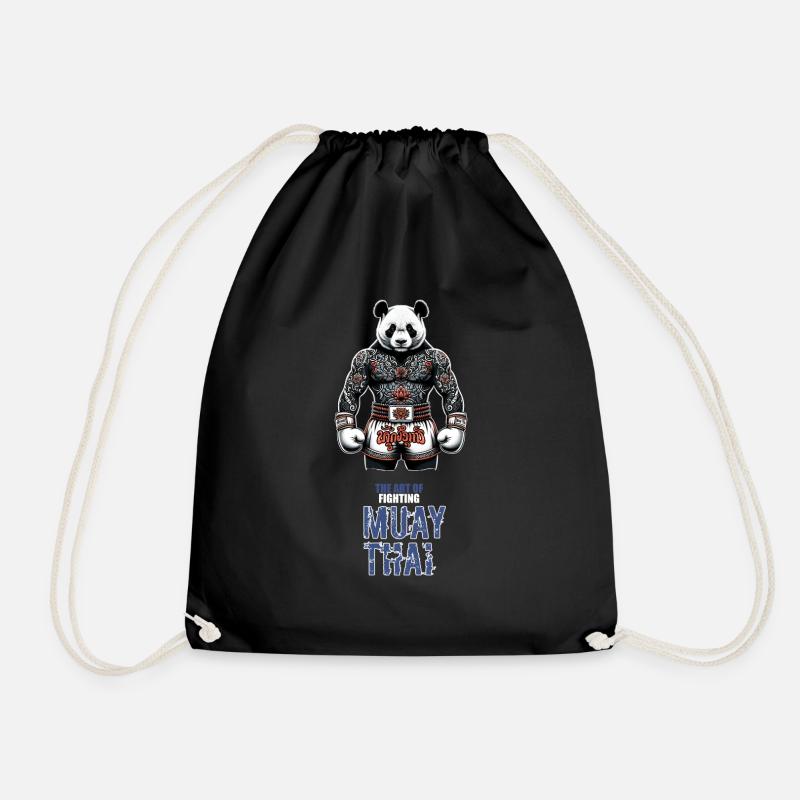Muay Thai Kickboxen und Thaiboxen panda - Turnbeutel - Schwarz