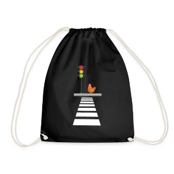 CHICKEN CROSSING - Drawstring Bag - black - Front