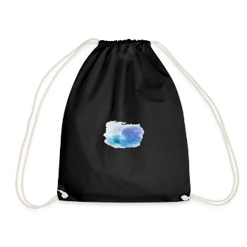 Aquarell Wasserfarben Weiß Türkis wolkig Geschenk - Turnbeutel - Schwarz - Vorne
