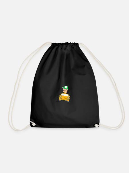 Würmeli from the car - Drawstring Bag - black