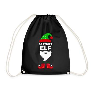 Weinachten Weihnachtself Bärtiger Elf Elfen - Turnbeutel - Schwarz - Vorne