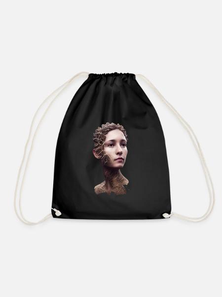 Portrait of a bark woman - Drawstring Bag - black