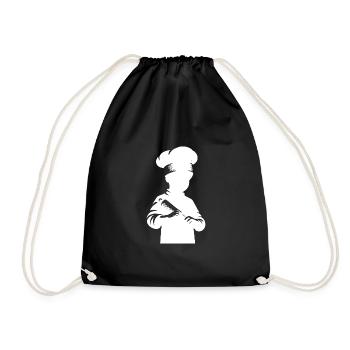 Enfants Petit Cuisinier À La Maison Silhouette Portrait - Sac de sport léger - noir - Devant