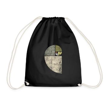 Distressed Fibonacci Spiral - Drawstring Bag - black - Front