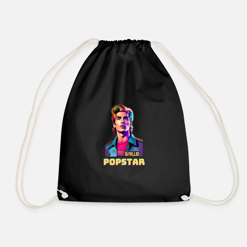 Retro Popstar - Drawstring Bag - black