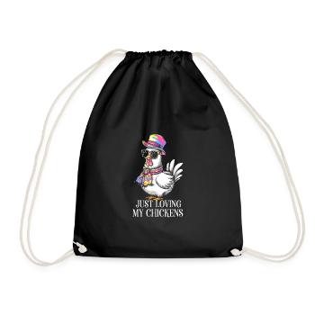 I Love My Chickens - Funny Chickens Cartoon - Drawstring Bag - black - Front
