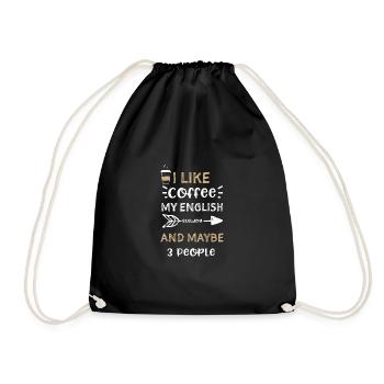I Like Coffee My English Bulldog... - Drawstring Bag - black - Front