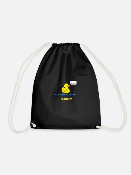 Baden? Ohne mich geht nichts! Ente, Wasser relaxen - Turnbeutel - Schwarz