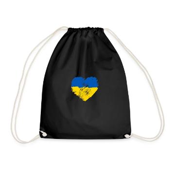 Ukraine Heart Support - Drawstring Bag - black - Front