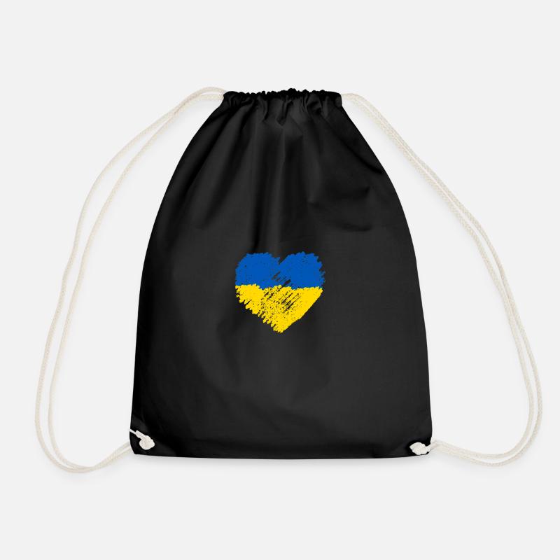 Ukraine Heart Support - Drawstring Bag - black