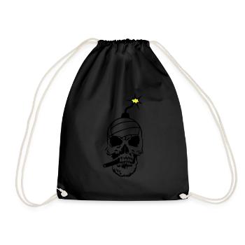 tete de mort volleyball bombe skull crane - Sac de sport léger - noir - Devant