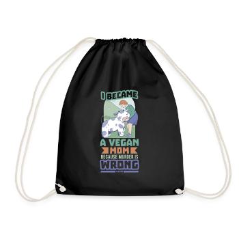 vegan mother loves animals - Drawstring Bag - black - Front