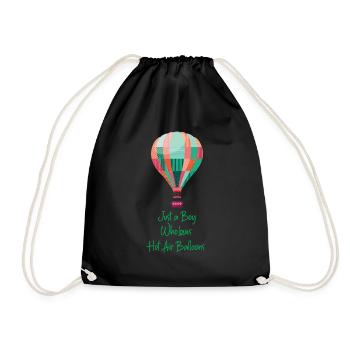 Heißluftballon & Ballon Fahrer Geschenk - Turnbeutel - Schwarz - Vorne
