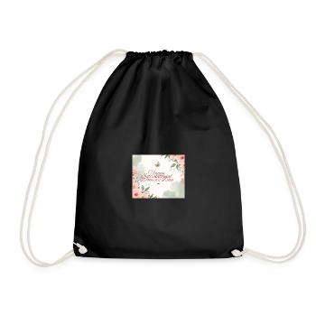 Happy International Womens Day Watercolor - Drawstring Bag - black - Front
