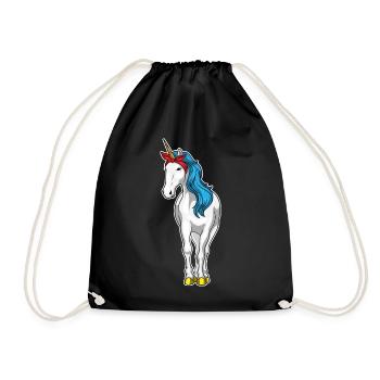 Einhorn Haarschleife - Turnbeutel - Schwarz - Vorne