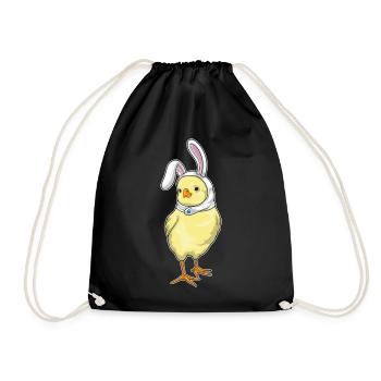 Chick Easter Bunny Ears - Drawstring Bag - black - Front
