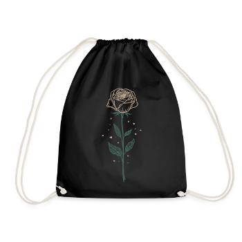 Elegant Rose Illustration - Drawstring Bag - black - Front