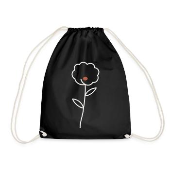 Wilde Blüte – Minimalistische Blume als One Line  - Turnbeutel - Schwarz - Vorne