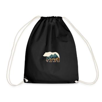 Bear Design Geometric - Drawstring Bag - black - Front