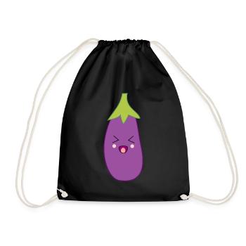 Aubergine Gemüse Kostüm Fasching Karneval - Turnbeutel - Schwarz - Vorne