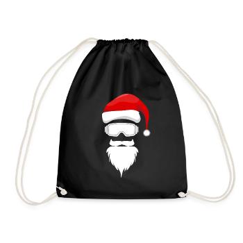 Santa Claus mit Skibrille - Weihnachten Christmas - Turnbeutel - Schwarz - Vorne