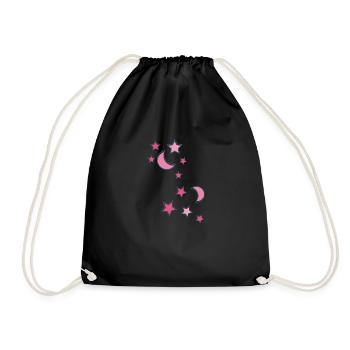 sterne ,mond,stern,gelb,illustration,pink - Turnbeutel - Schwarz - Vorne