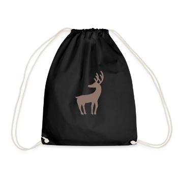 Rentier Weihnachten Christmas Geschenk - Turnbeutel - Schwarz - Vorne
