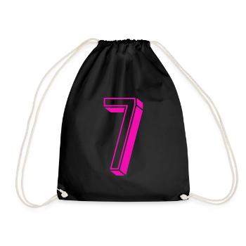 Zahl sieben - Nummer 7 pink Mädchen Trikotnummer - Turnbeutel - Schwarz - Vorne