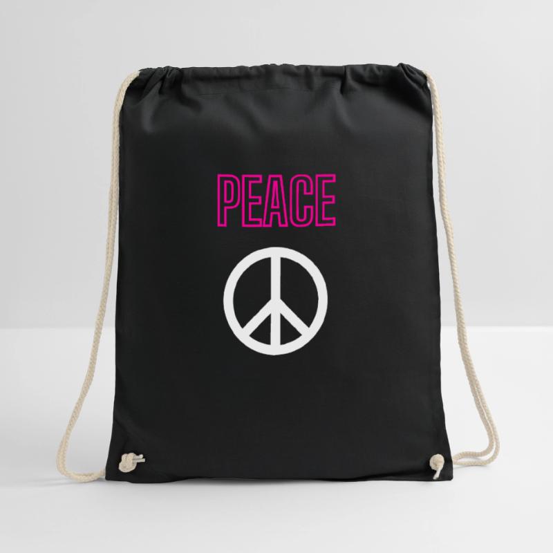 Peace - Hollow - Front only Drawstring Bag
